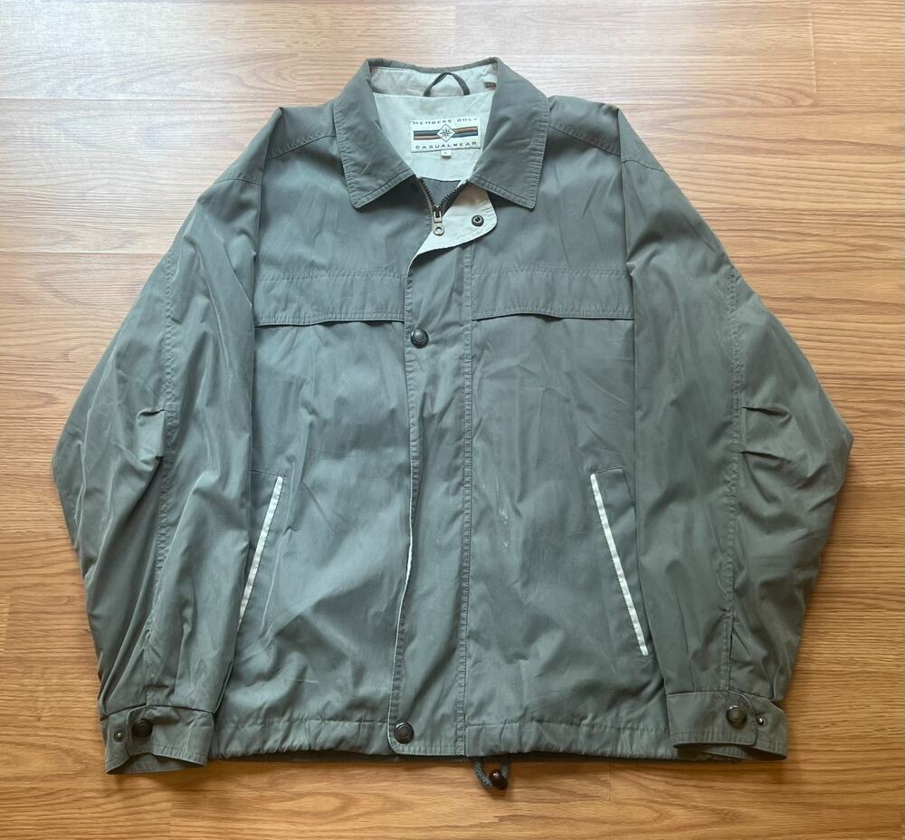 Members Only Casualwear Jacket Mens L Gray Lightweight Windbreaker Y2K